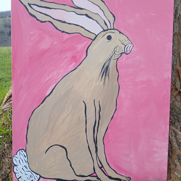 Rabbit Painting Whimsy Art - Picture 5 of 6